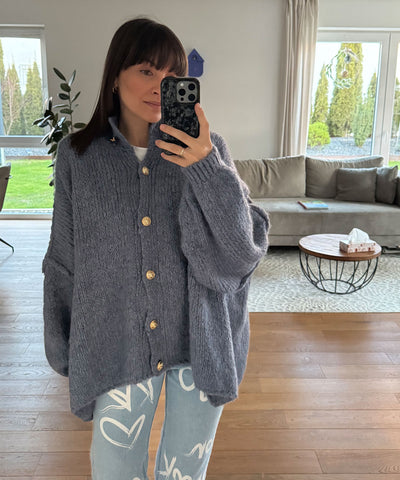 Oversize Strickjacke Jalsien Dunkelgrau