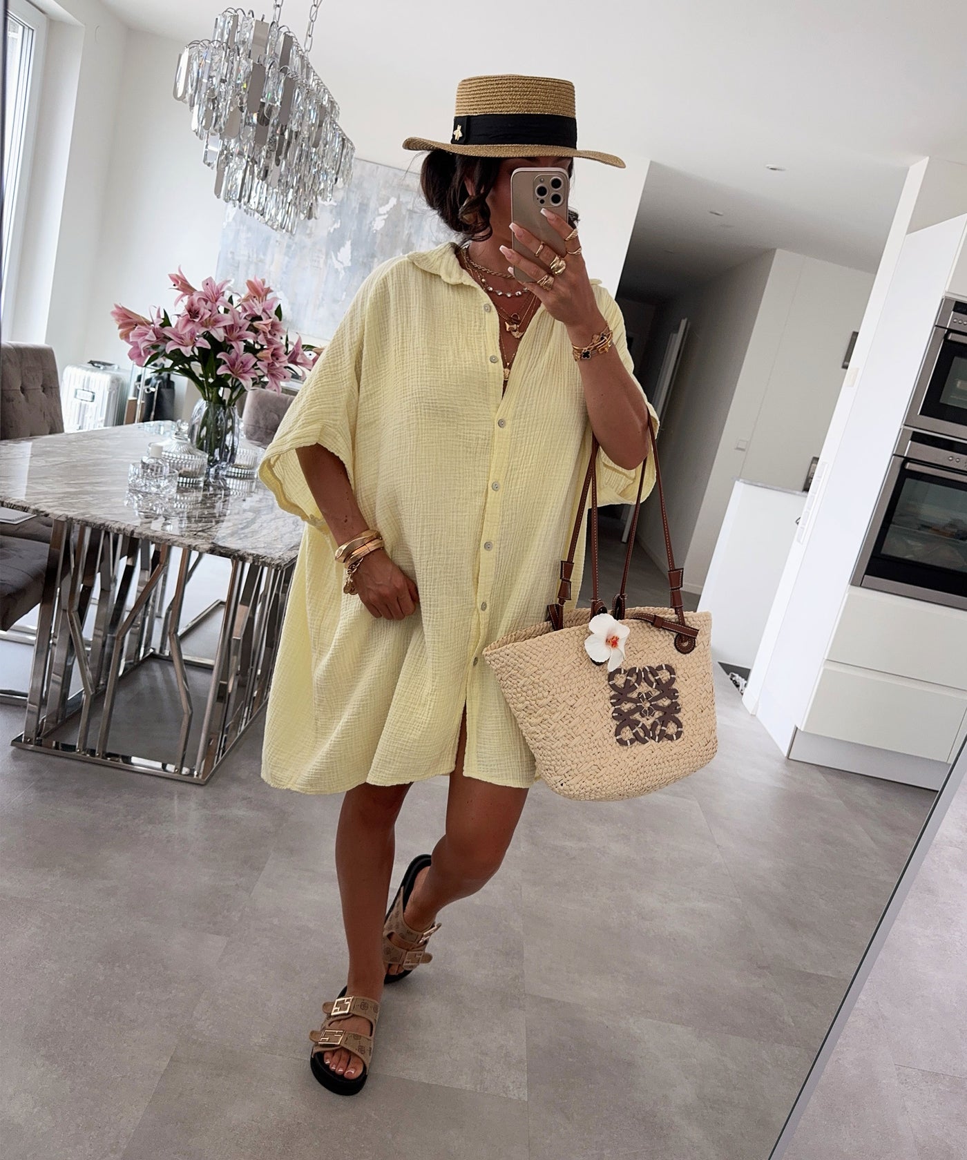 Ultra Oversize Musselin Bluse Kurzarm Nina Gelb Ladypolitan ♡
