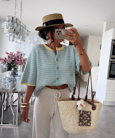 Cardigan Milli Streifen Hellblau Ladypolitan ♡