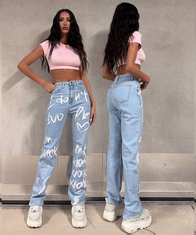 Stretch Wide Leg Jeans Lya Quote Weiß Ladypolitan ♡