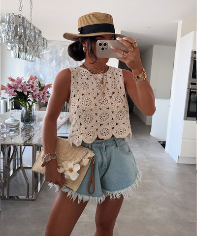 Häkel Oberteil Trisha Beige Ladypolitan ♡