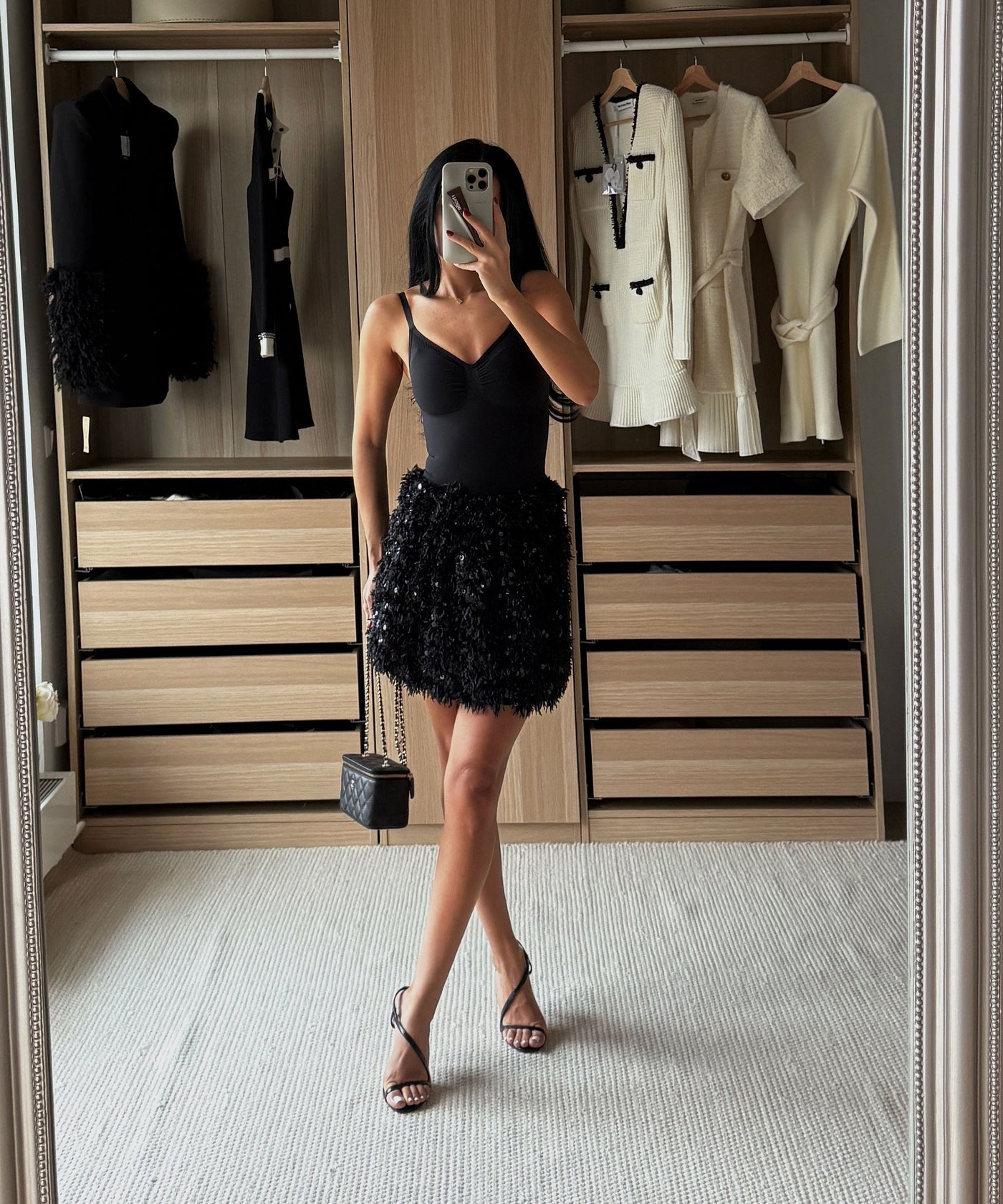 Federlook Rock Cia mit Pailletten Schwarz