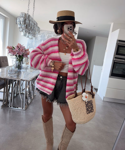 Cardigan Vaila Streifen Pink Ladypolitan ♡