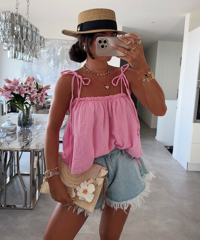 Musselin Top Leann Hellpink Ladypolitan ♡