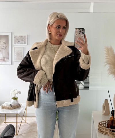 Bikerjacke Julina Dunkelbraun Ladypolitan ♡