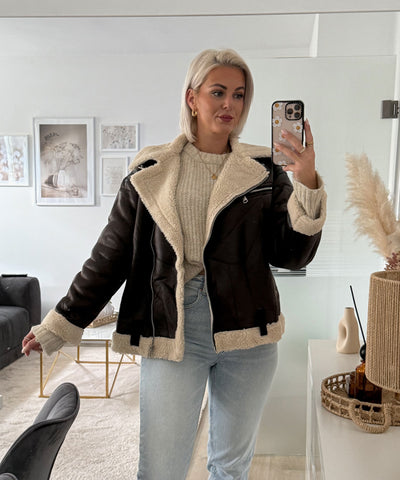 Bikerjacke Julina Dunkelbraun Ladypolitan ♡