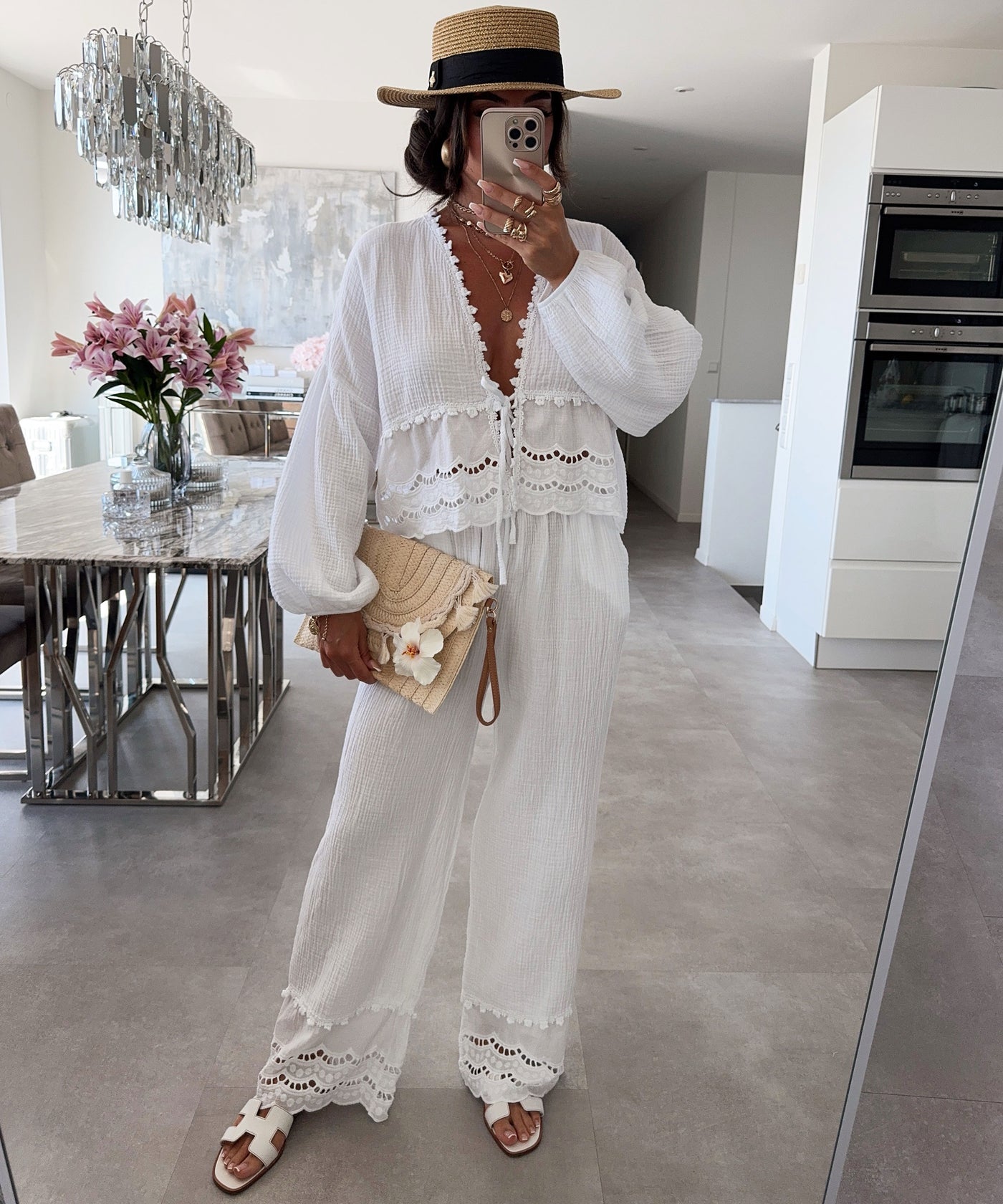 Musselin Hose bohim weiß Ladypolitan - Fashion Onlineshop für Damen