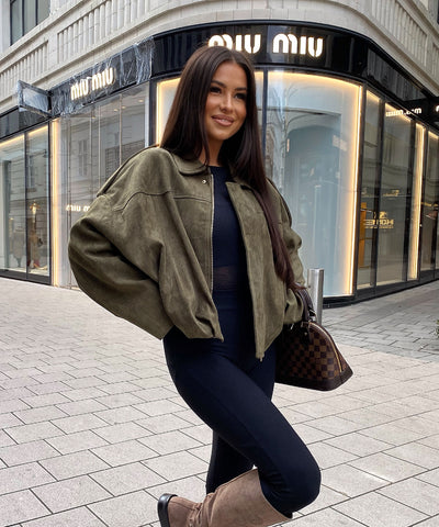 Wildlederoptik Jacke Linu Khaki Ladypolitan ♡