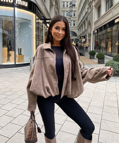 Wildlederoptik Jacke Linu Taupe Ladypolitan ♡