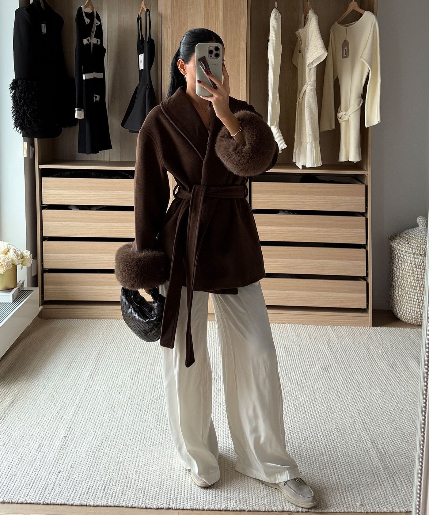 Jacke mit Felldetails Loona Dunkelbraun Ladypolitan ♡