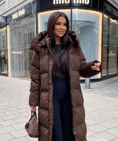 Oversize Jacke Addie Lang Dunkelbraun Ladypolitan ♡