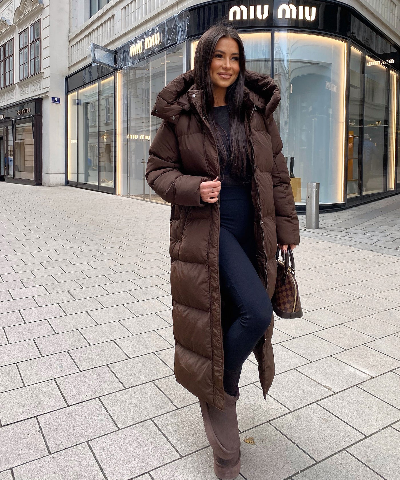 Oversize Jacke Addie Lang Dunkelbraun Ladypolitan ♡