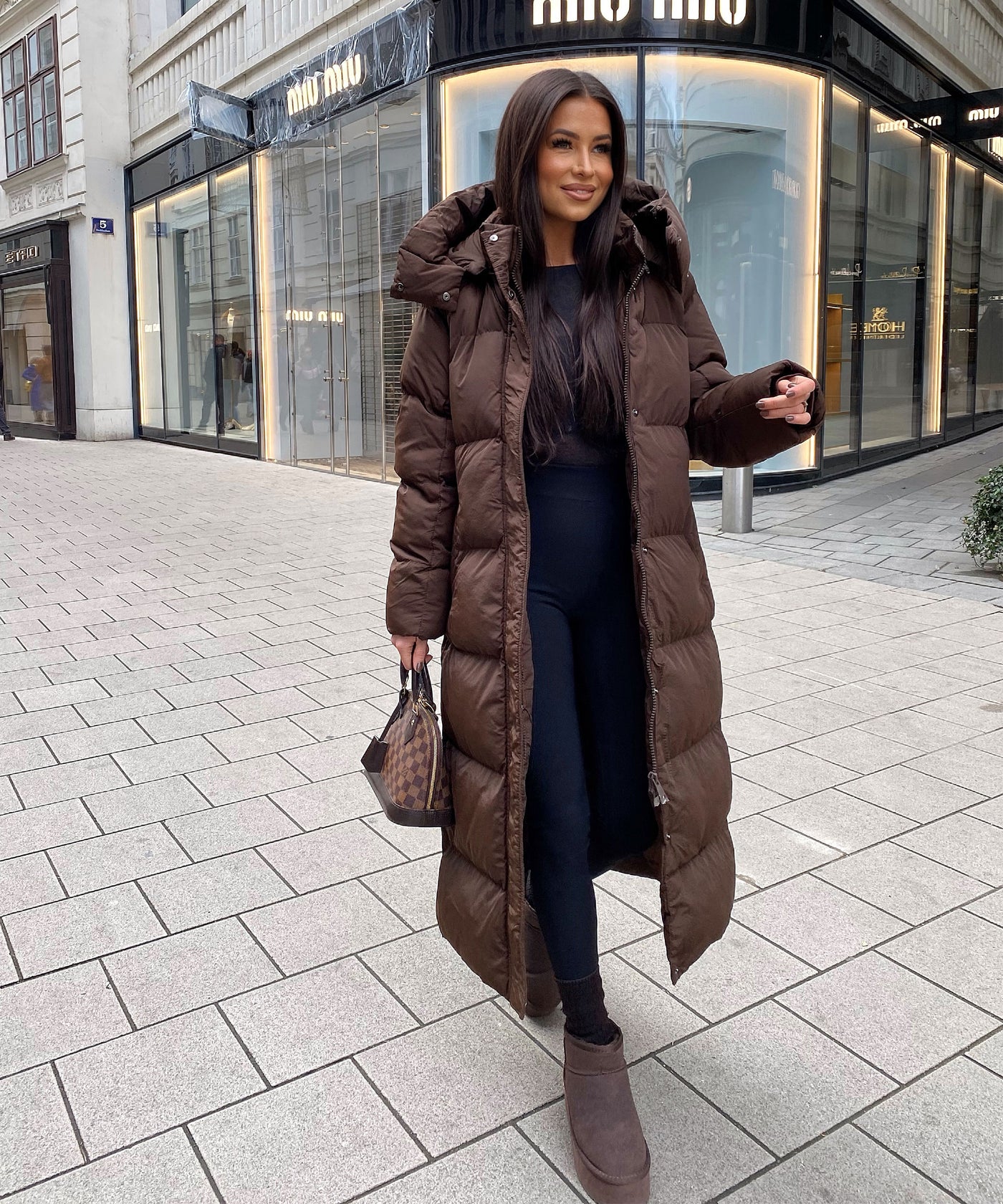 Oversize Jacke Addie Lang Dunkelbraun Ladypolitan ♡