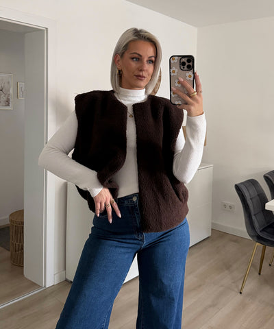 Teddyfell Weste Malea Dunkelbraun Ladypolitan ♡