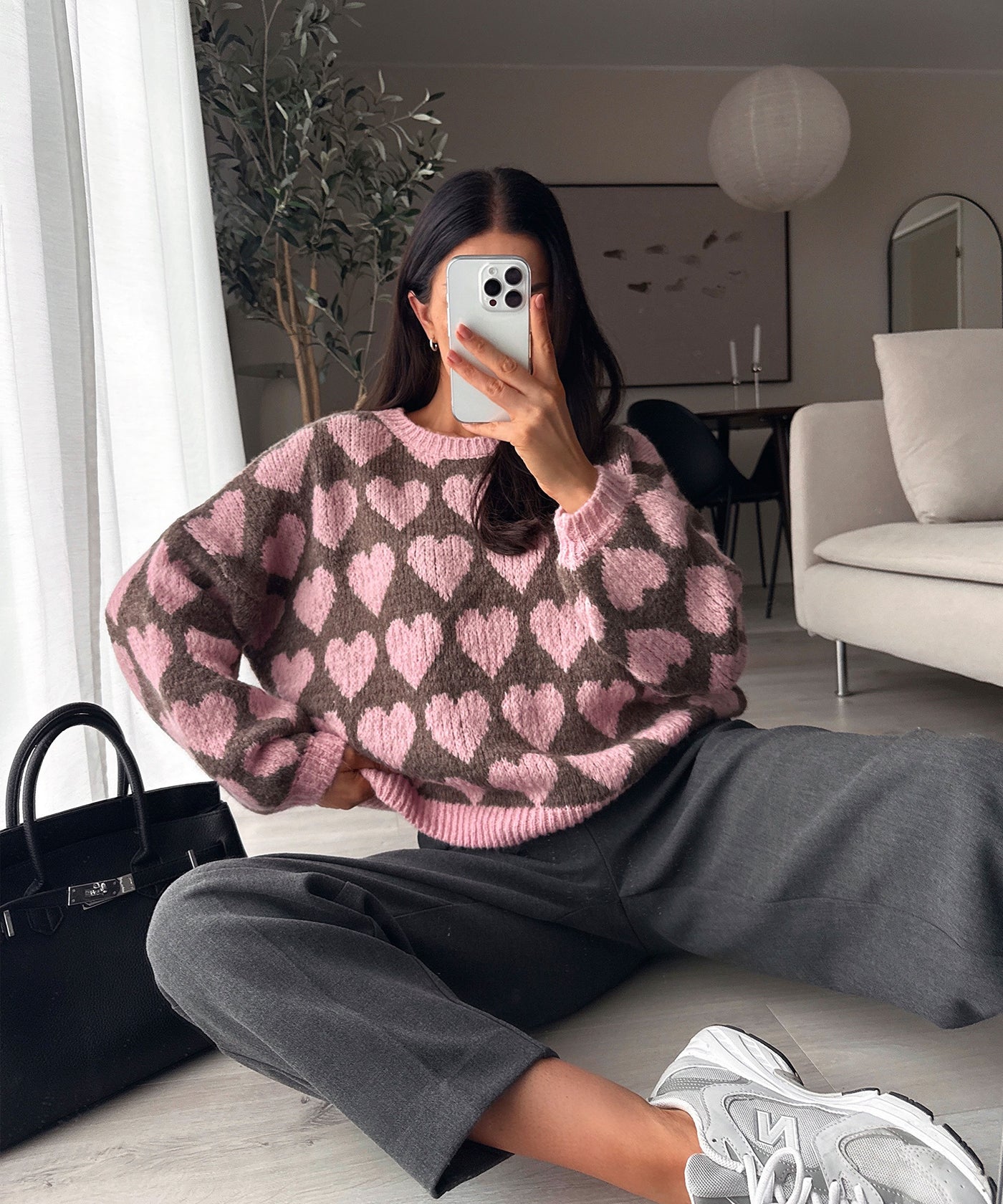 Pullover Mona Herzen Rosa Braun