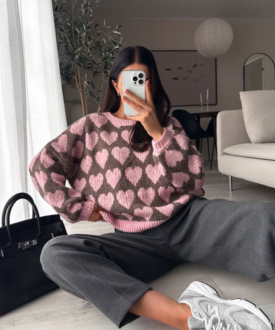 Pullover Mona Herzen Rosa Braun