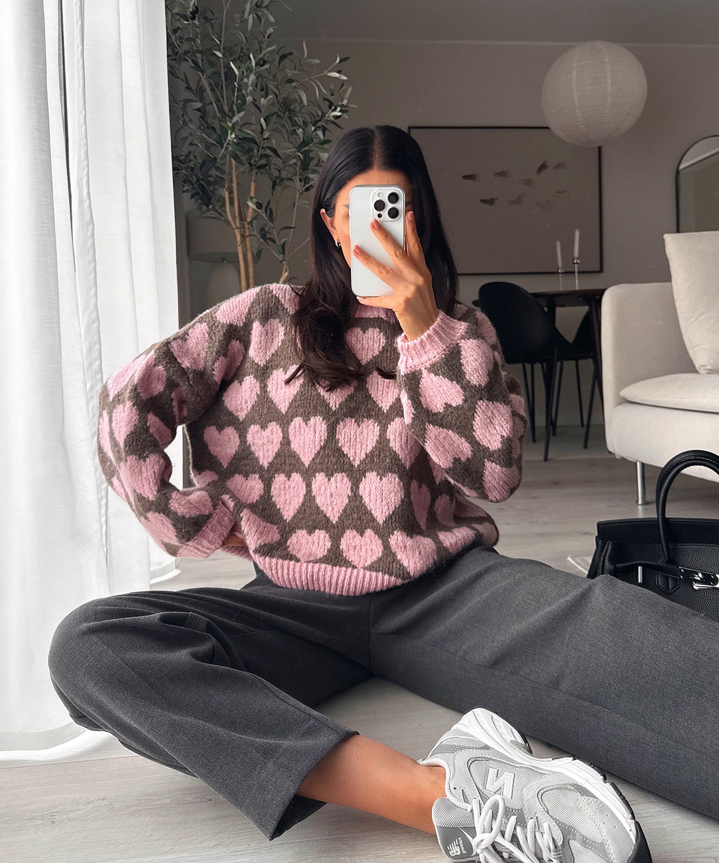 Pullover Mona Herzen Rosa Braun