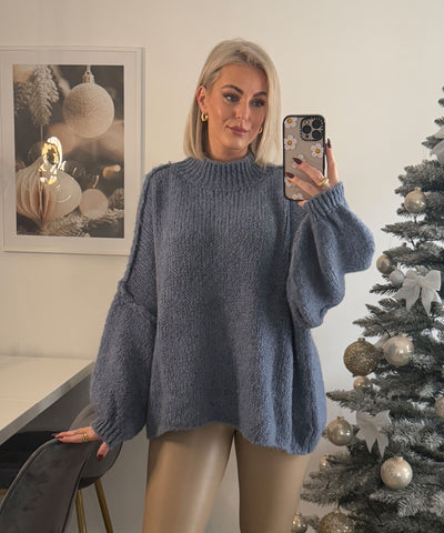 Oversize Pullover Nata Jeansblau Ladypolitan - Fashion Onlineshop für Damen