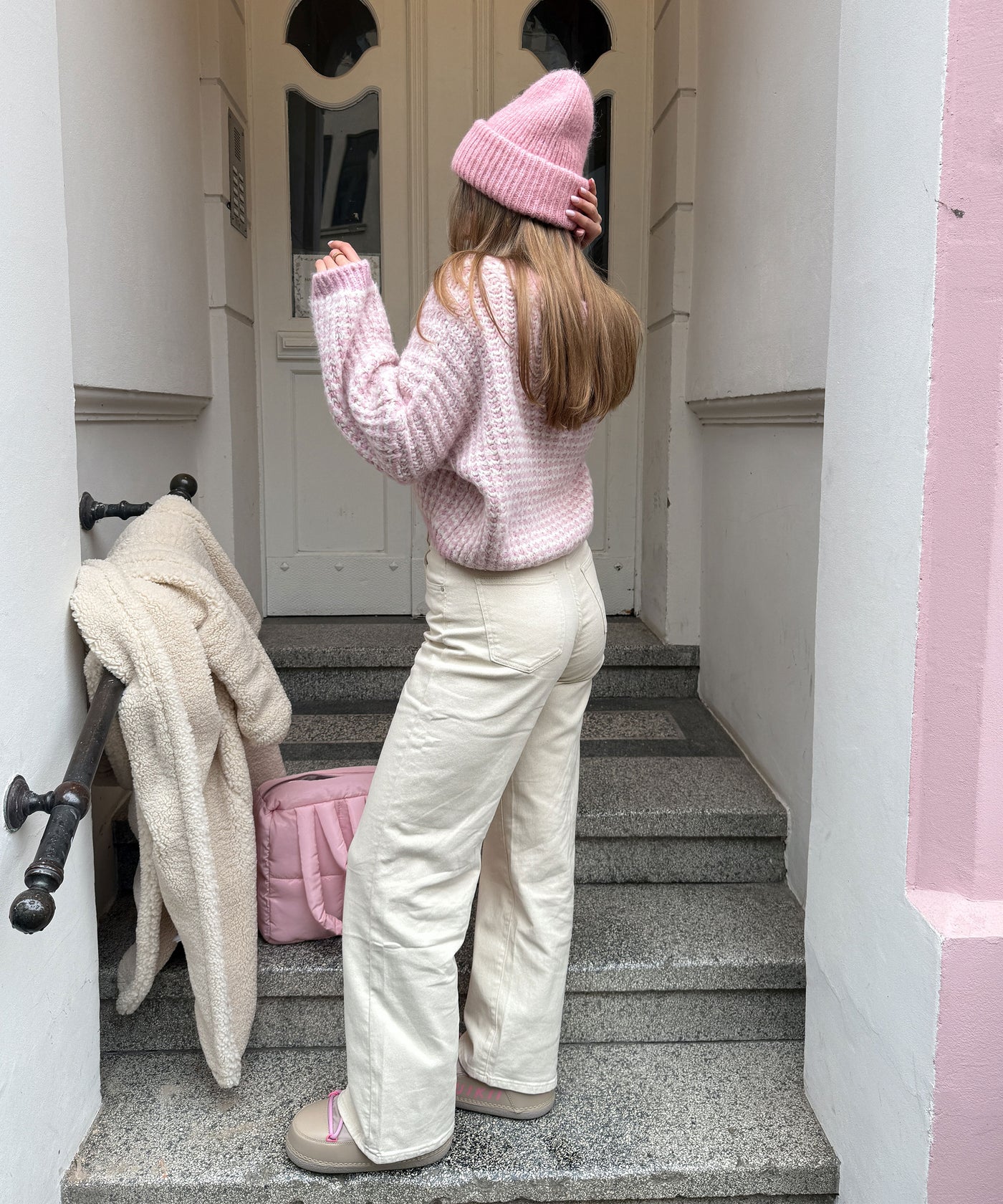 Stretch Wide Leg Jeans Rina Beige Ladypolitan ♡