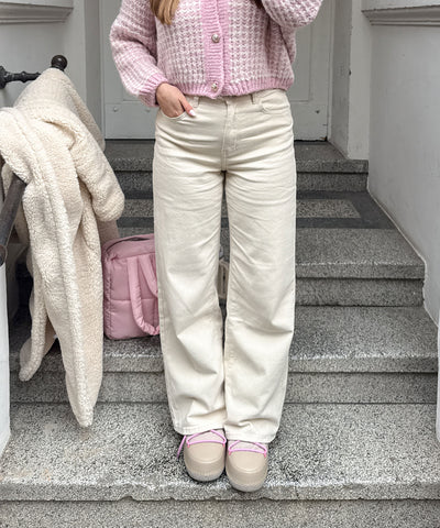 Stretch Wide Leg Jeans Rina Beige Ladypolitan ♡