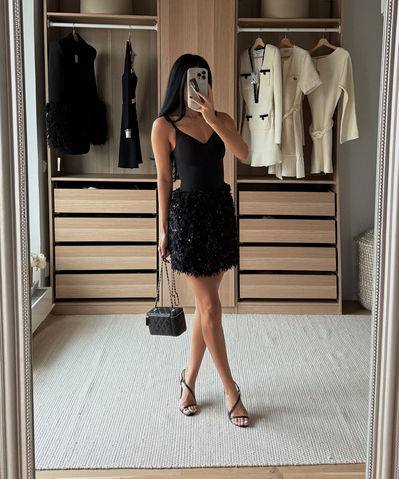 Federlook Rock Cia mit Pailletten Schwarz