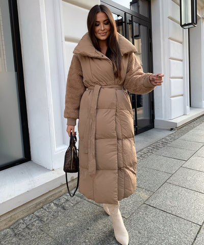 Winterjacke Teddyärmel Camel  Ladypolitan - Fashion Onlineshop für Damen   