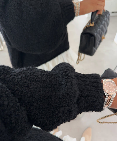 Oversize Boucle Pullover Billa Schwarz  Ladypolitan ♡   