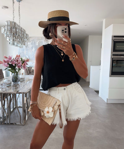 Musselin Top Sofie Schwarz Ladypolitan ♡