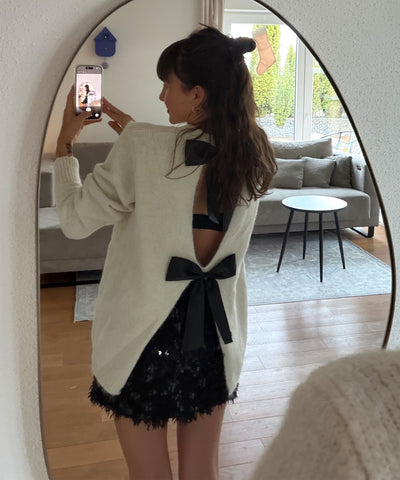 Pullover mit Schleifen Orla Beige