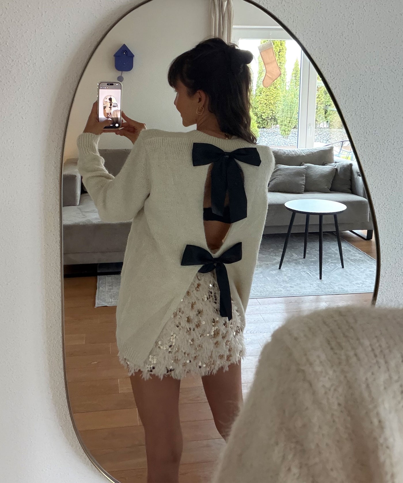 Federlook Rock Cia mit Pailletten Beige