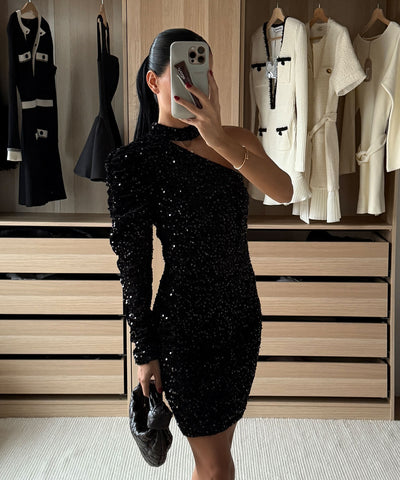 Pailletten Kleid Taliya Schwarz