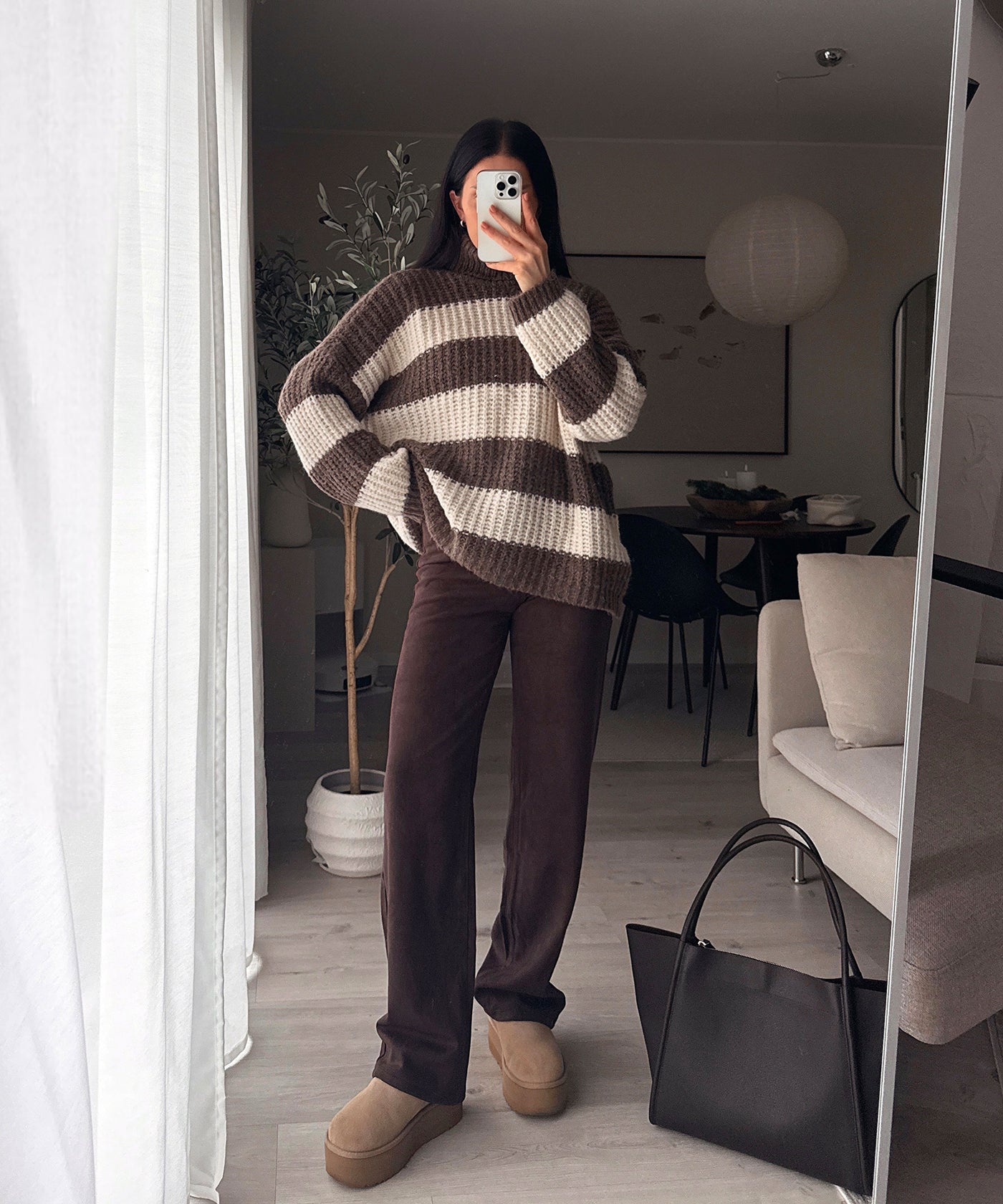 Rollkragen Pullover Tanny Streifen Braun Beige Ladypolitan ♡