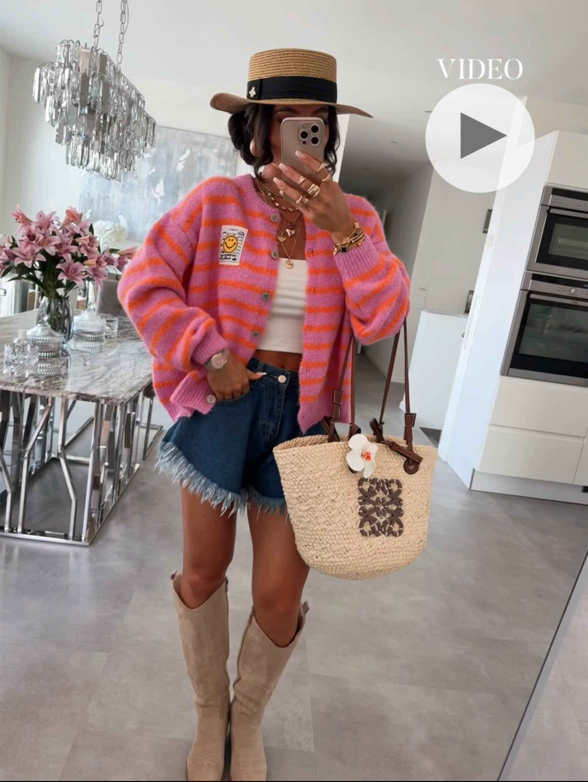 Cardigan Smiley Streifen Pink Orange Ladypolitan ♡