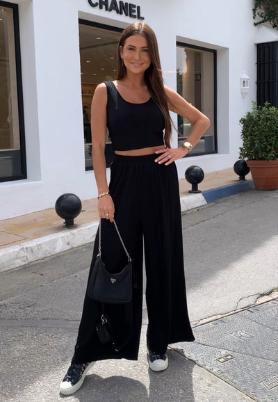 Weiches Ripp Set Ina Schwarz Ladypolitan - Fashion Onlineshop für Damen