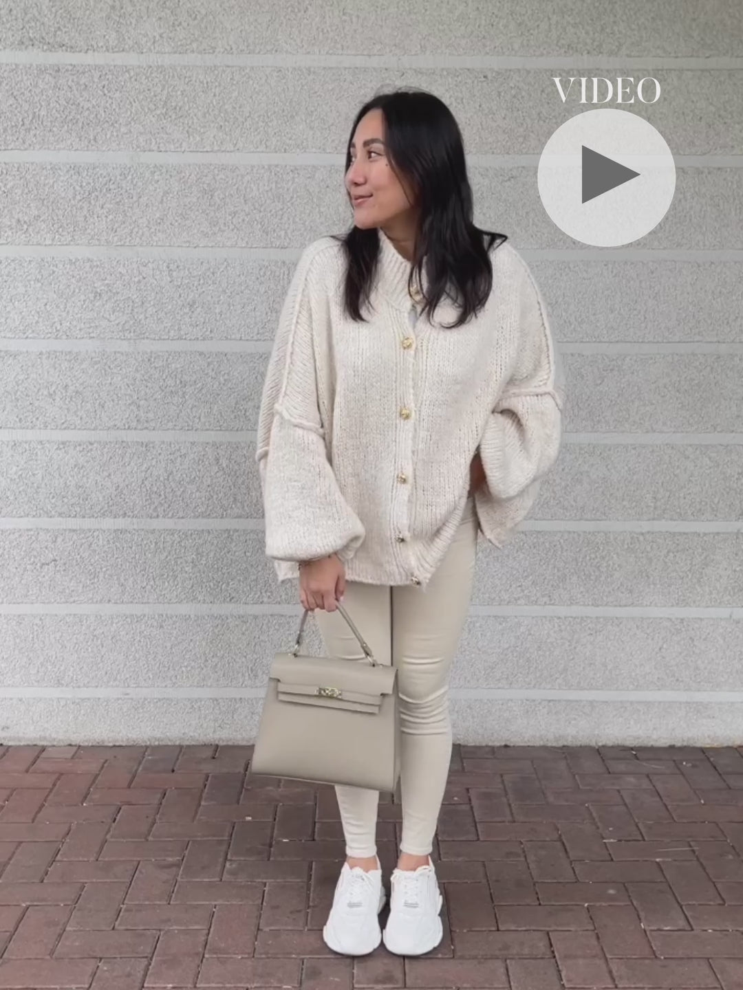 Oversize Strickjacke Jalsien Beige