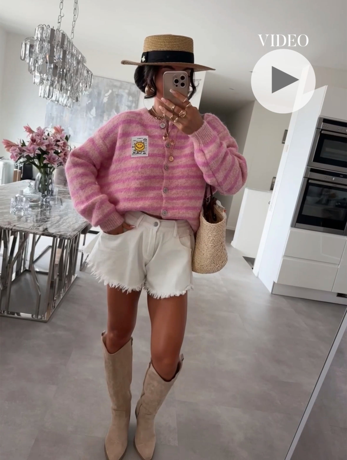 Cardigan Smiley Streifen Rosa Pink Ladypolitan ♡