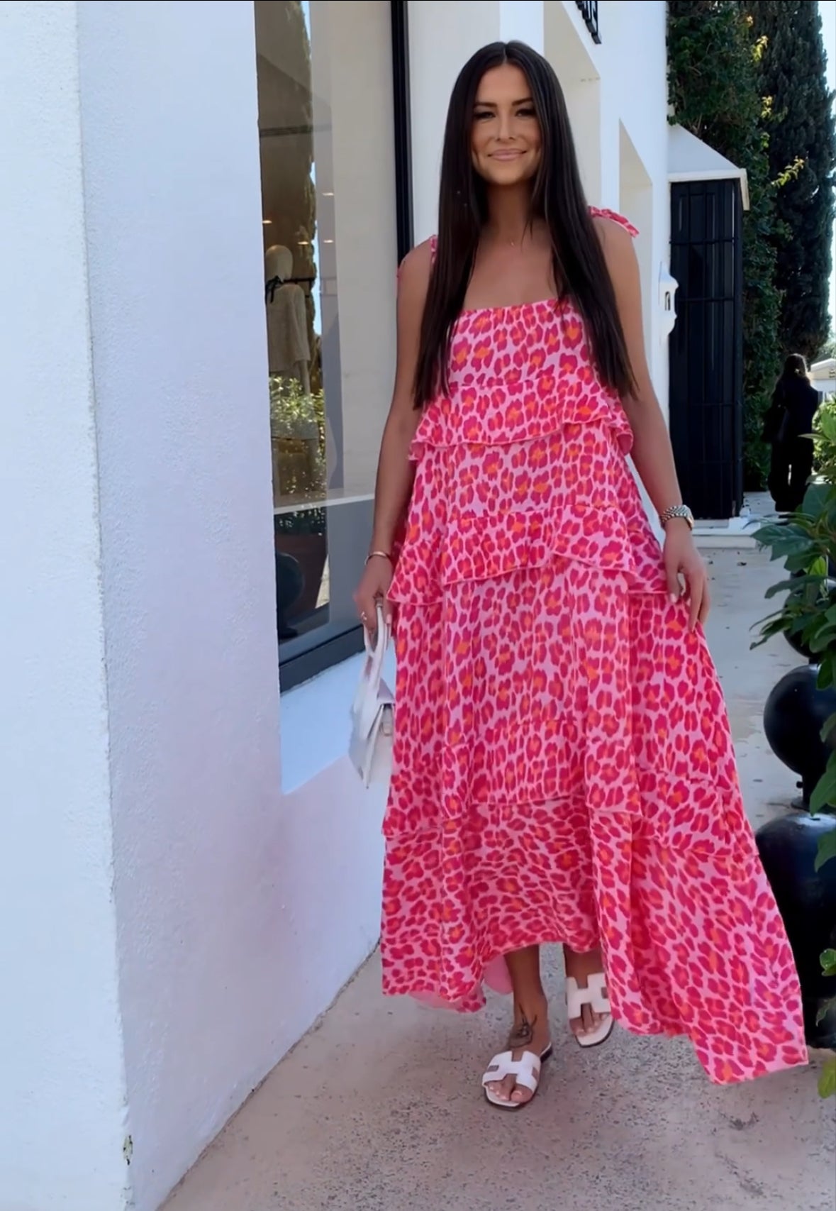 Musselin Maxi Kleid Aradi Leo Pink Ladypolitan ♡