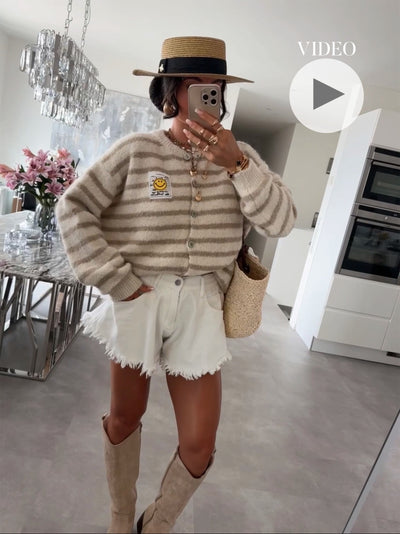 Cardigan Smiley Streifen Beige Ladypolitan ♡