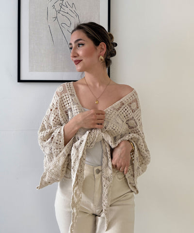 Häkel Cardigan Priya Beige Ladypolitan ♡