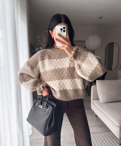 Pullover Dilena Streifen Taupe Ladypolitan ♡