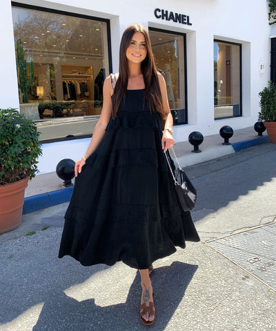 Musselin Maxi Kleid Aradi Schwarz Ladypolitan ♡