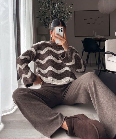 Pullover Renata Streifen Braun Ladypolitan ♡