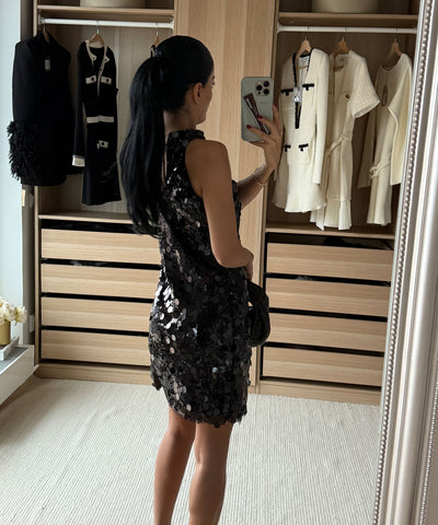 Pailletten Kleid Rinea Schwarz Ladypolitan ♡
