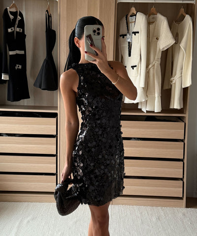 Pailletten Kleid Rinea Schwarz Ladypolitan ♡
