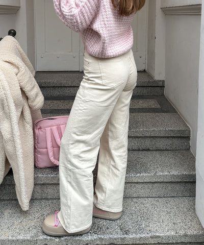 Stretch Wide Leg Jeans Rina Beige Ladypolitan ♡