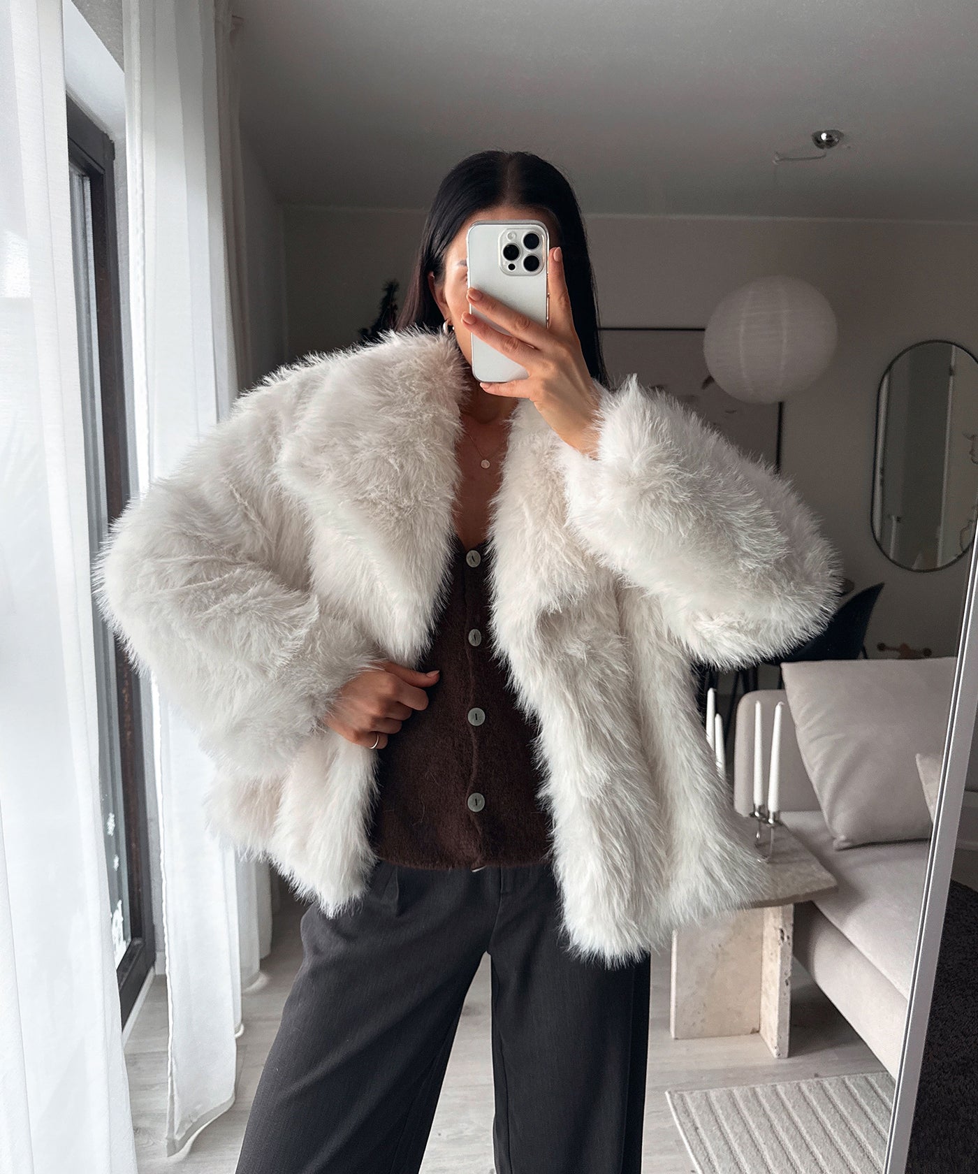 Felljacke Romina Weiß