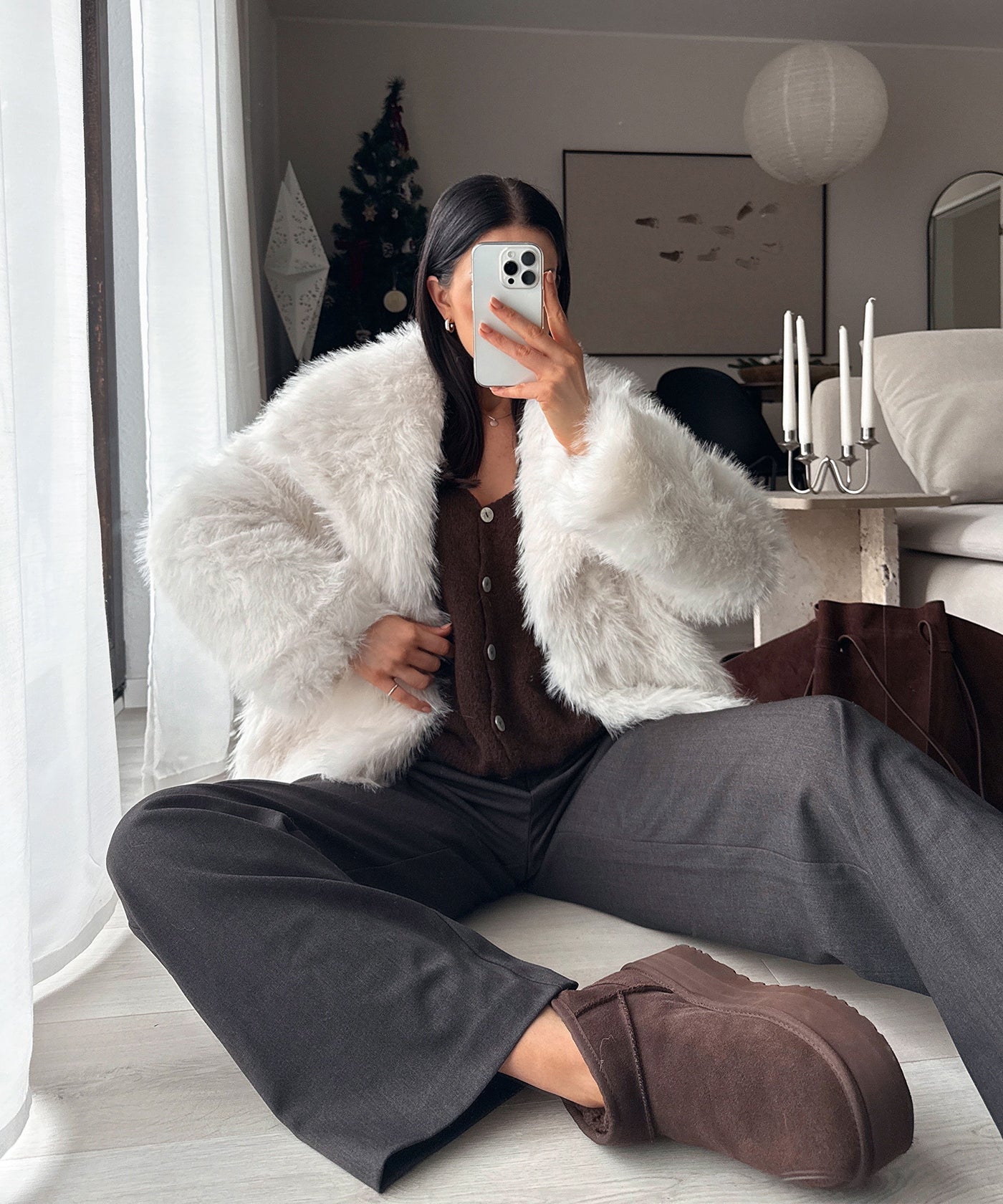 Felljacke Romina Weiß