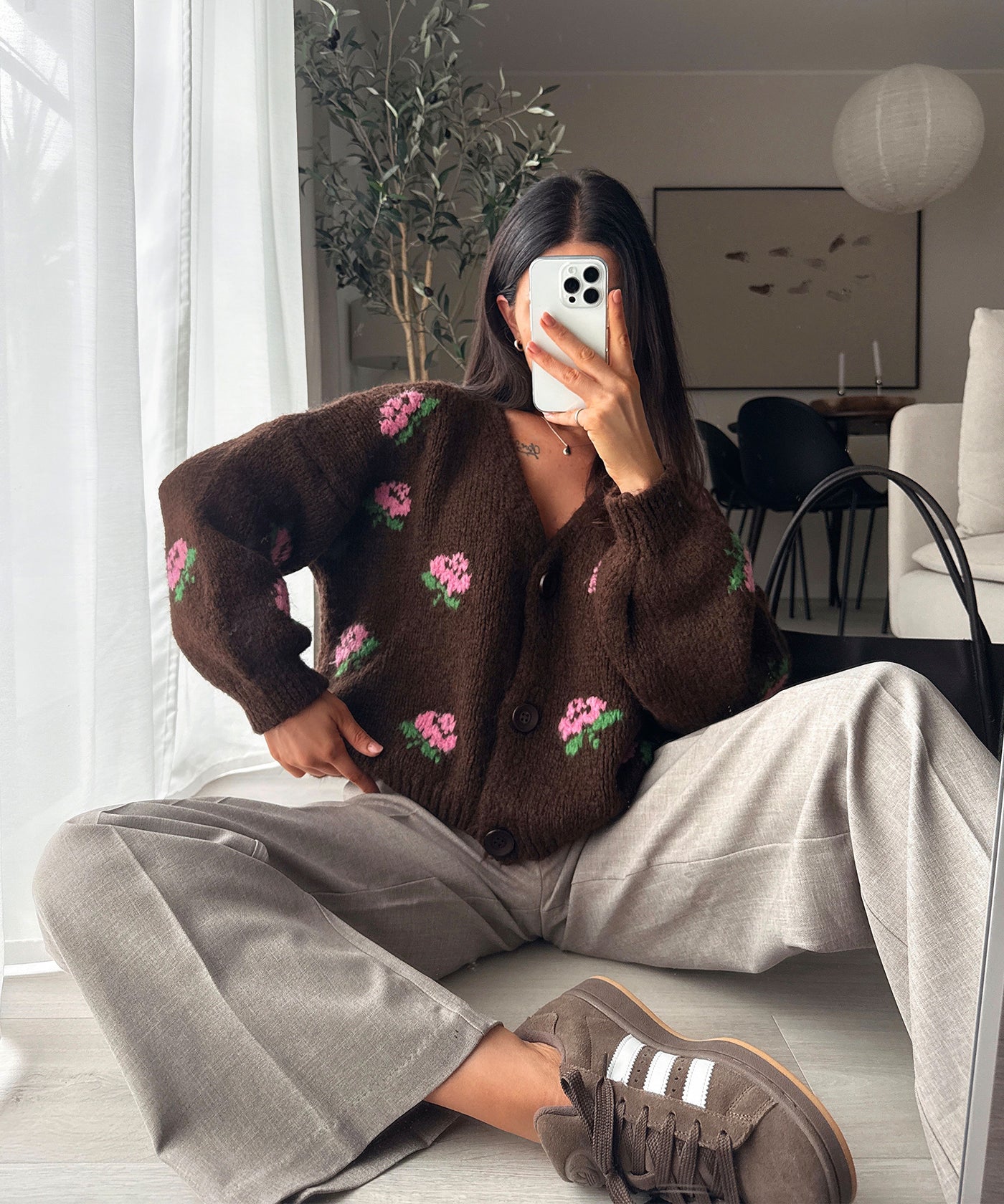 Cardigan Rose Dunkelbraun