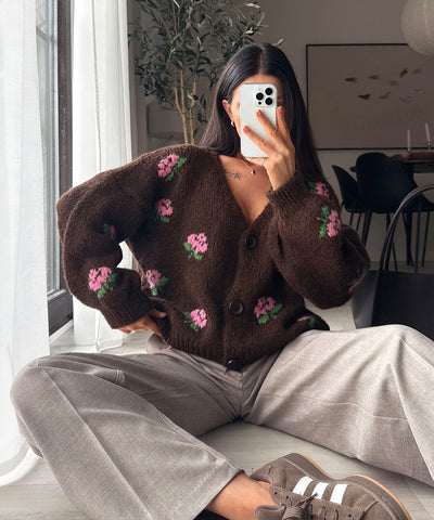 Cardigan Rose Dunkelbraun