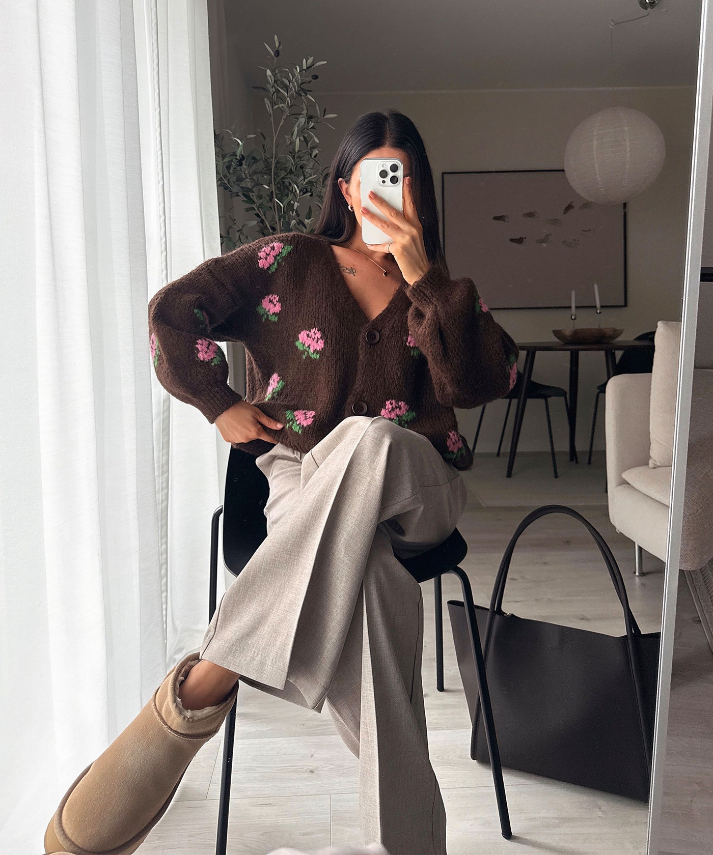 Cardigan Rose Dunkelbraun
